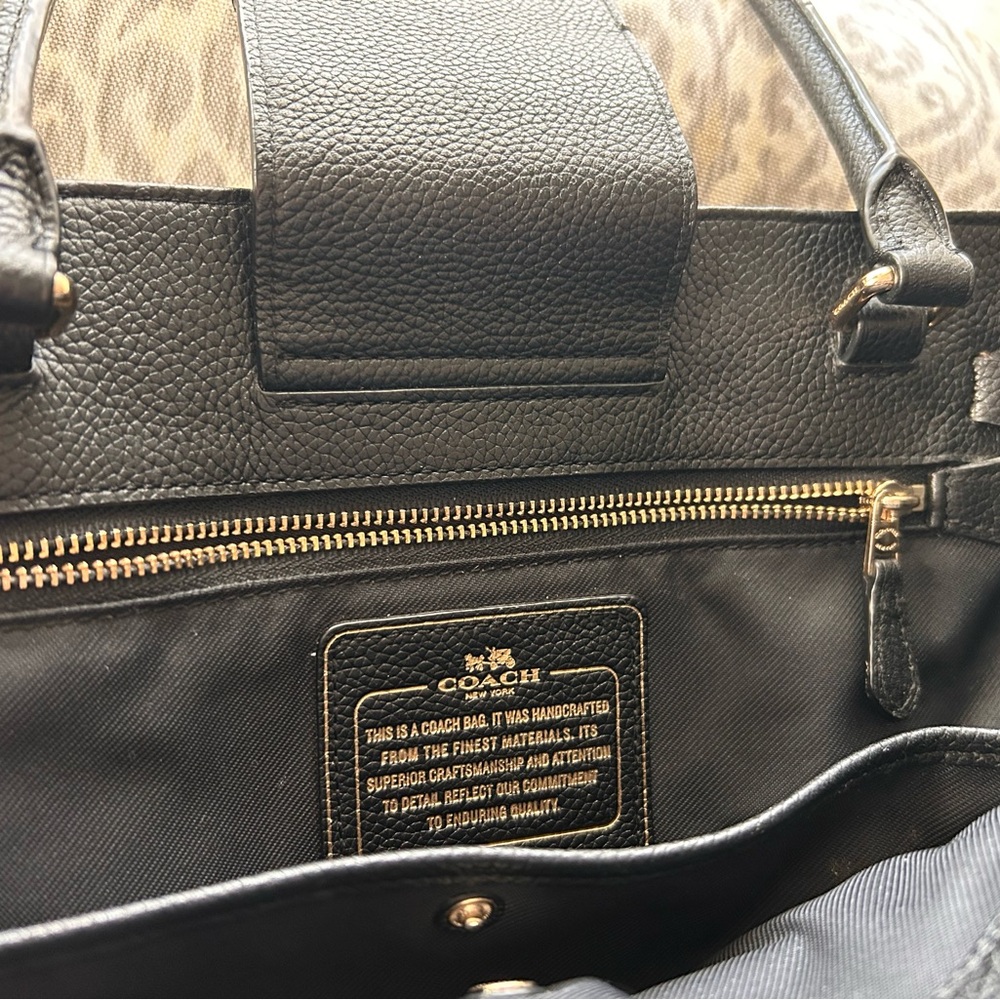 Coach Black Pebbled Leather Tote - Picture 4 of 16